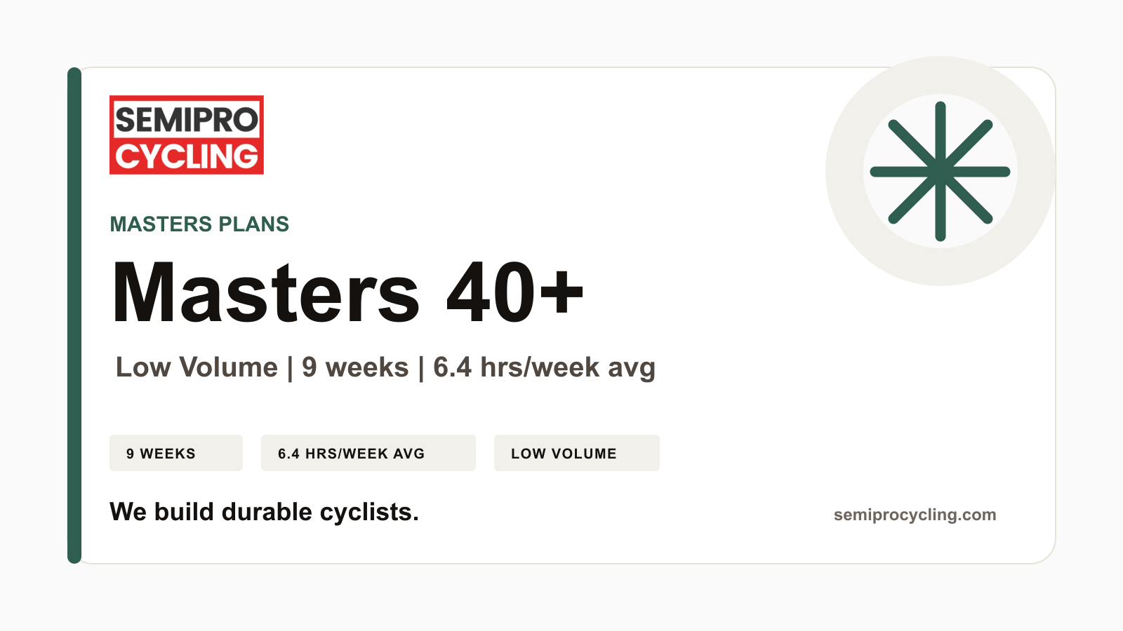 SEMIPRO Masters: Masters 40+ | Level 2 Low Volume | 9 Weeks