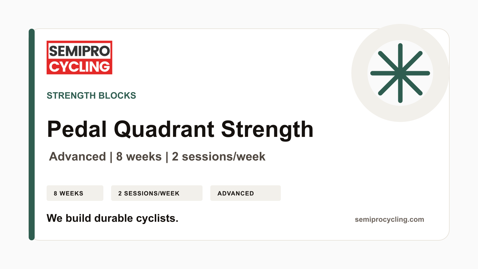 SEMIPRO Strength: Pedal Quadrant Strength | Level 4 Advanced | 8 Weeks