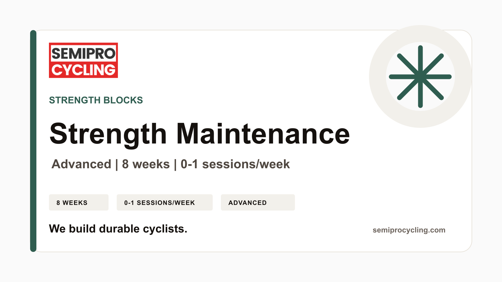 SEMIPRO Strength: Strength Maintenance | Level 4 Advanced | 8 Weeks